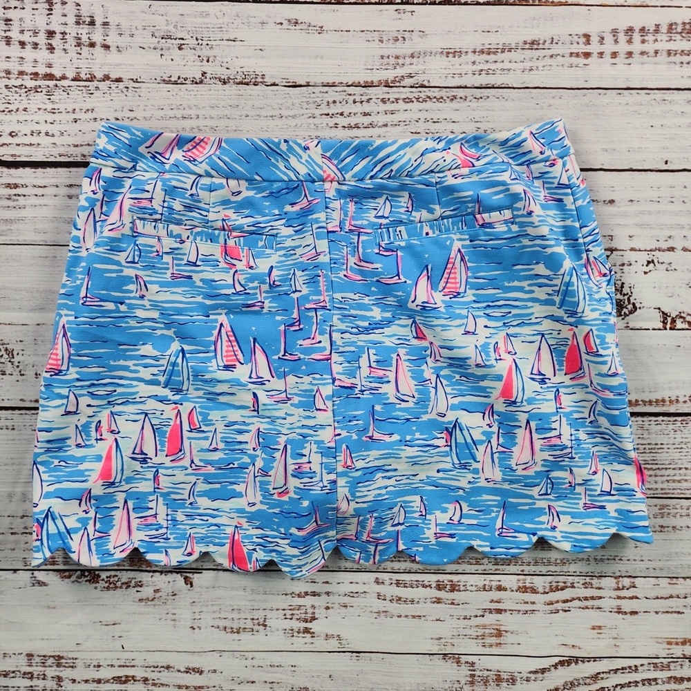 LILLY PULITZER Colette Skort 10 Boatylicious Sailboat Scalloped Hem Blue Pink - Picture 2 of 9